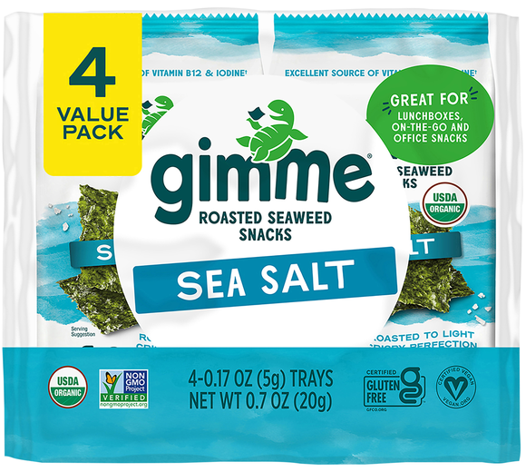 gimMe Organic Sea Salt Roasted Seaweed Snacks - 4 ct