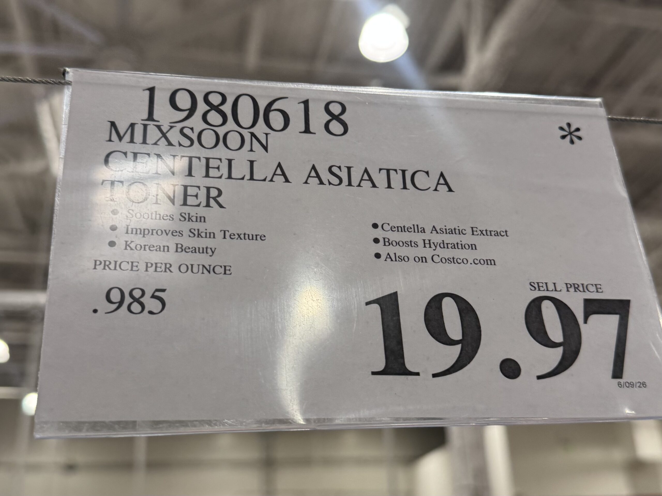 mixsoon Centella Asiatica Toner - price tag