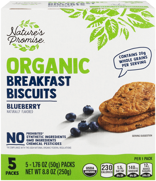 Nature's Promise Organic Blueberry Breakfast Bars Biscuits - 5 ct