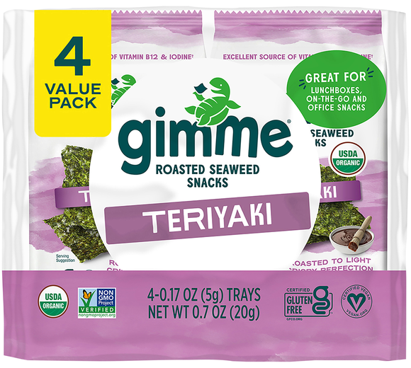 Gimme Organic Teriyaki Roasted Seaweed Snacks - 4 ct