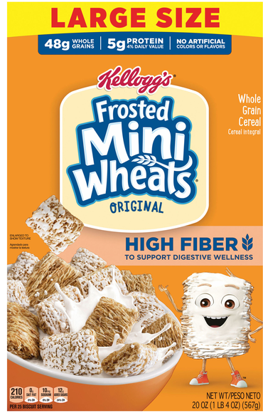 Kellogg's Frosted Mini Wheats Original High Fiber Whole Grain Cereal Large