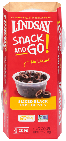 Lindsay Snack & Go! Sliced Ripe Black Olives Cups - 4 ct