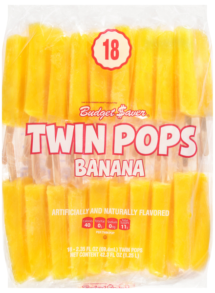 Budget Saver Twin Pops Banana Pops - 18 ct Frozen