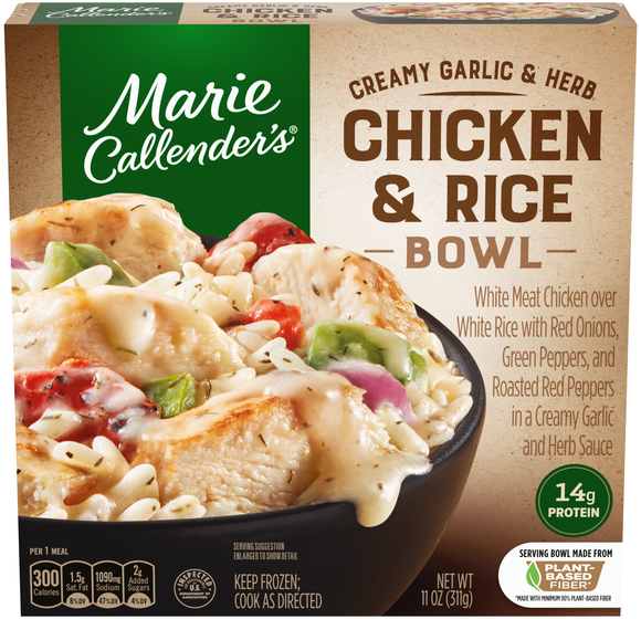 Marie Callender's Creamy Garlic & Herb Chicken & Rice Bowl Frozen Meal