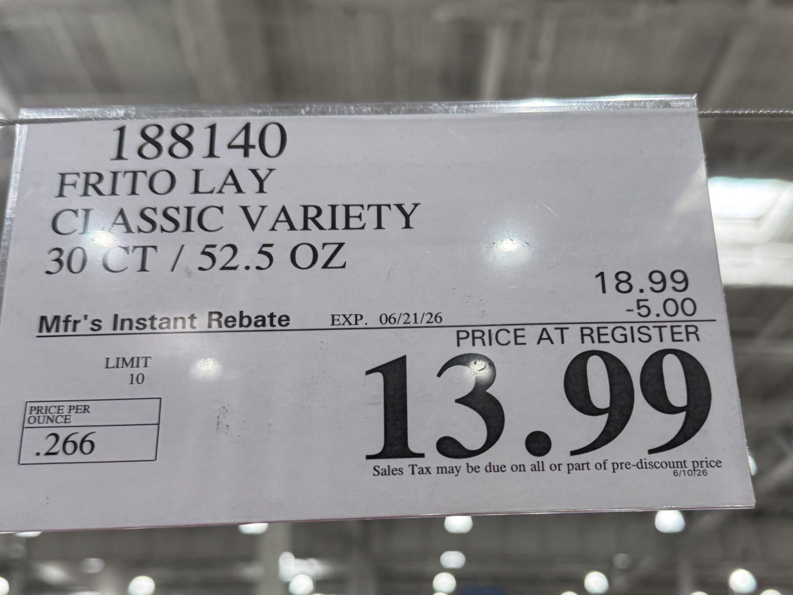 Frito Lay Classic Variety - price tag