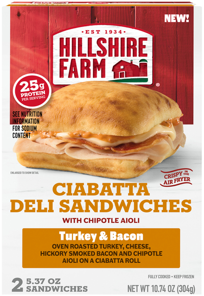 Hillshire Farm Turkey & Bacon Ciabatta Deli Sandwiches - 2 ct Frozen