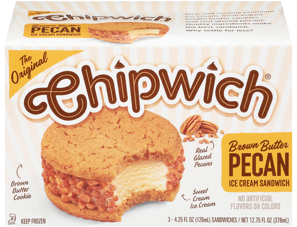 Chipwich Brown Butter Pecan Ice Cream Sandwiches - 3 ct Frozen