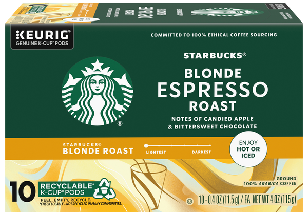 Starbucks Blonde Espresso Light Roast K-Cup Coffee Pods