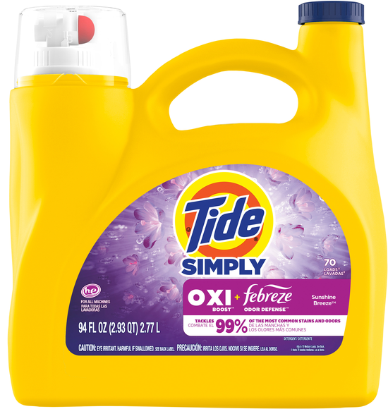 Tide Simply Oxi Boost + Febreze Odor Def. Sunshine Breeze Liquid Detergent
