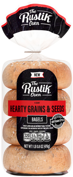 The Rustik Oven Hearty Grains & Seeds Bagels - 4 ct