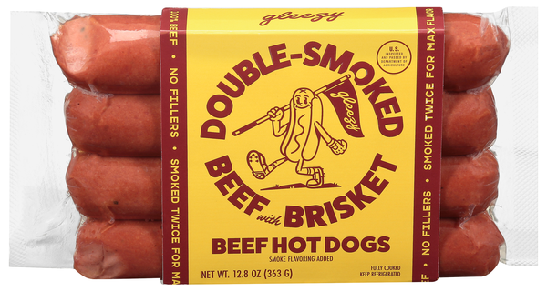Gleezy Double-Smoked Beef with Brisket Hot Dogs - 8 ct