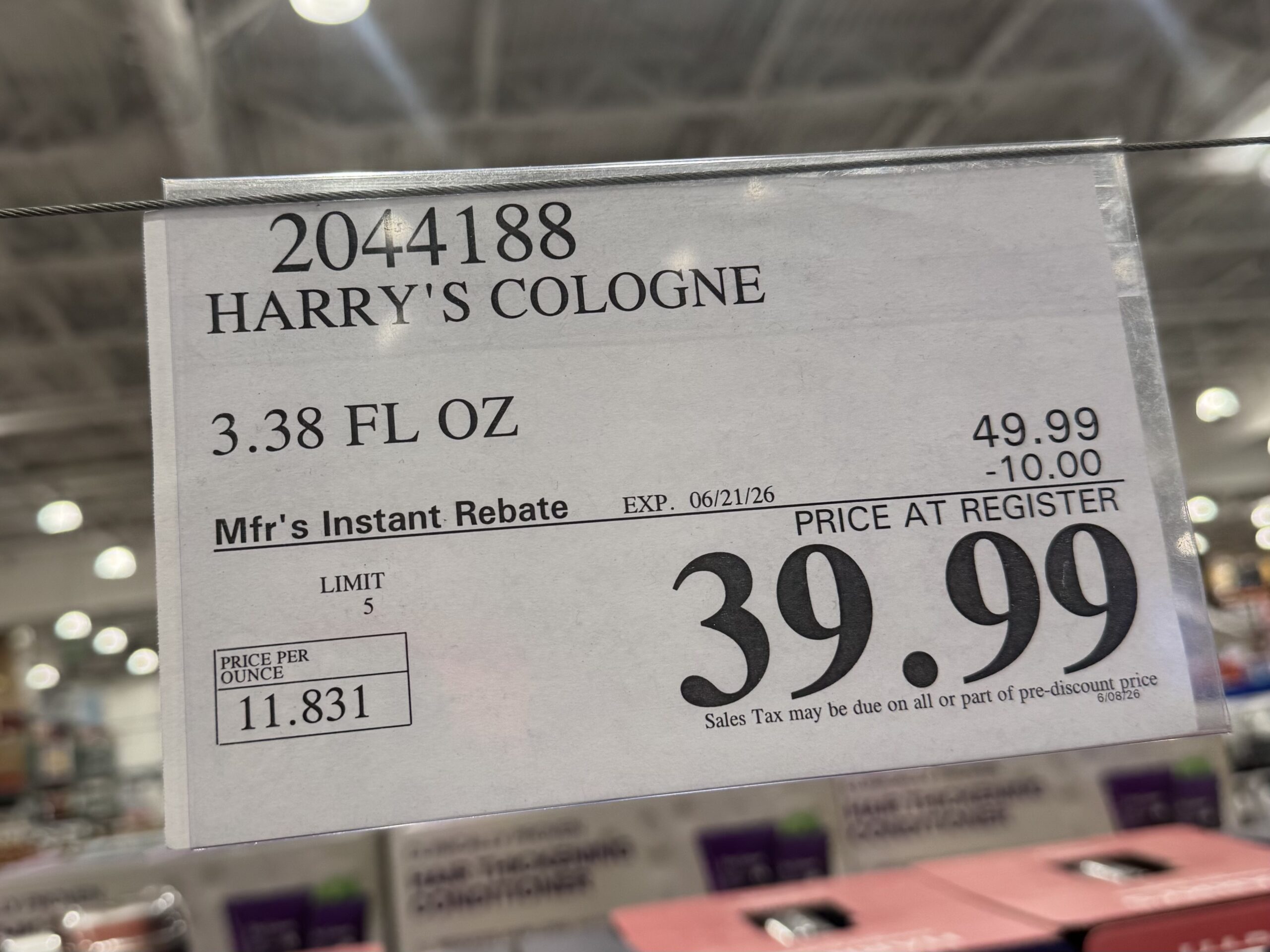 Harry's Eau De Parfum - price tag