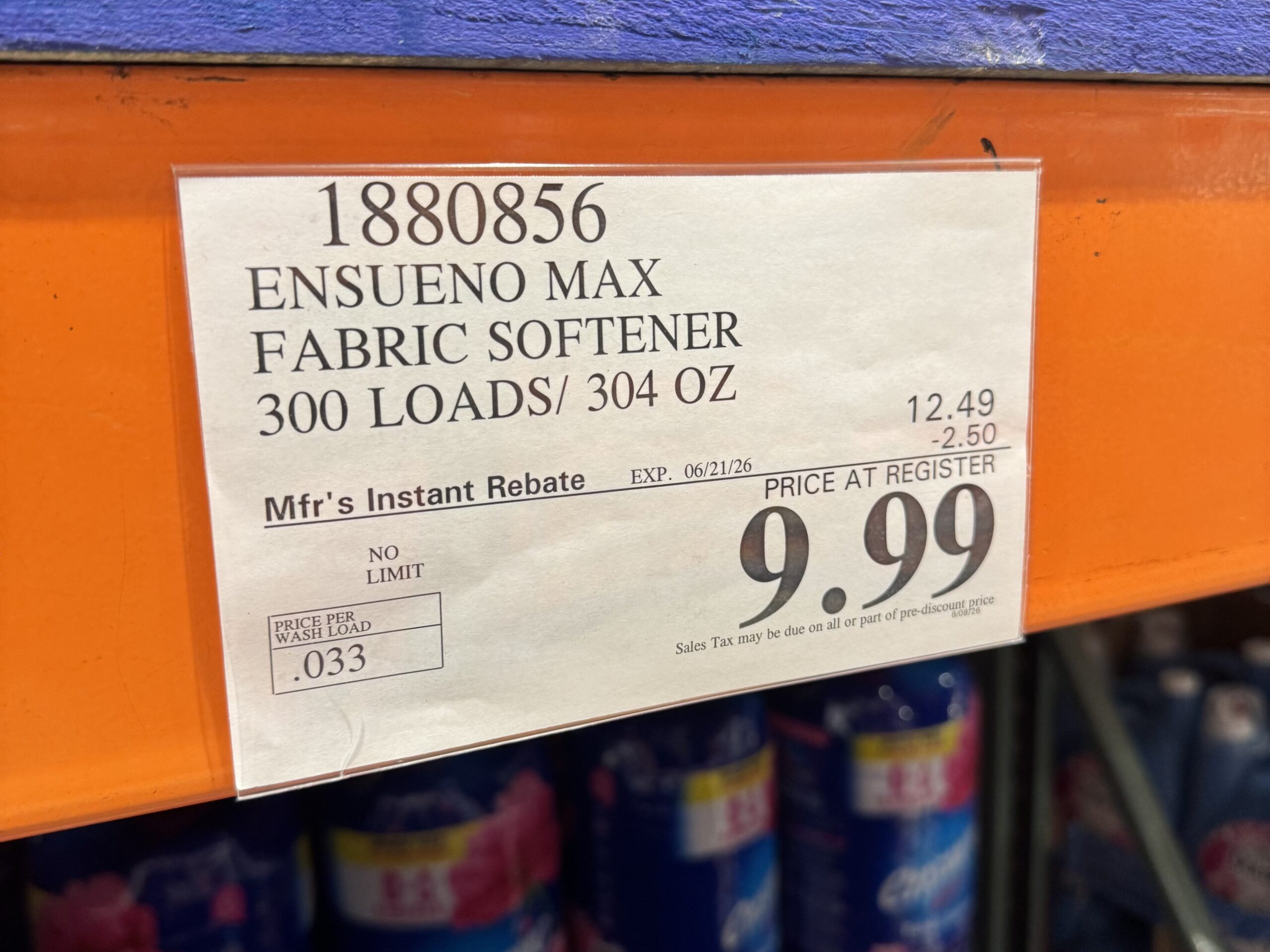 Ensueño Max Fabric Softener - price tag