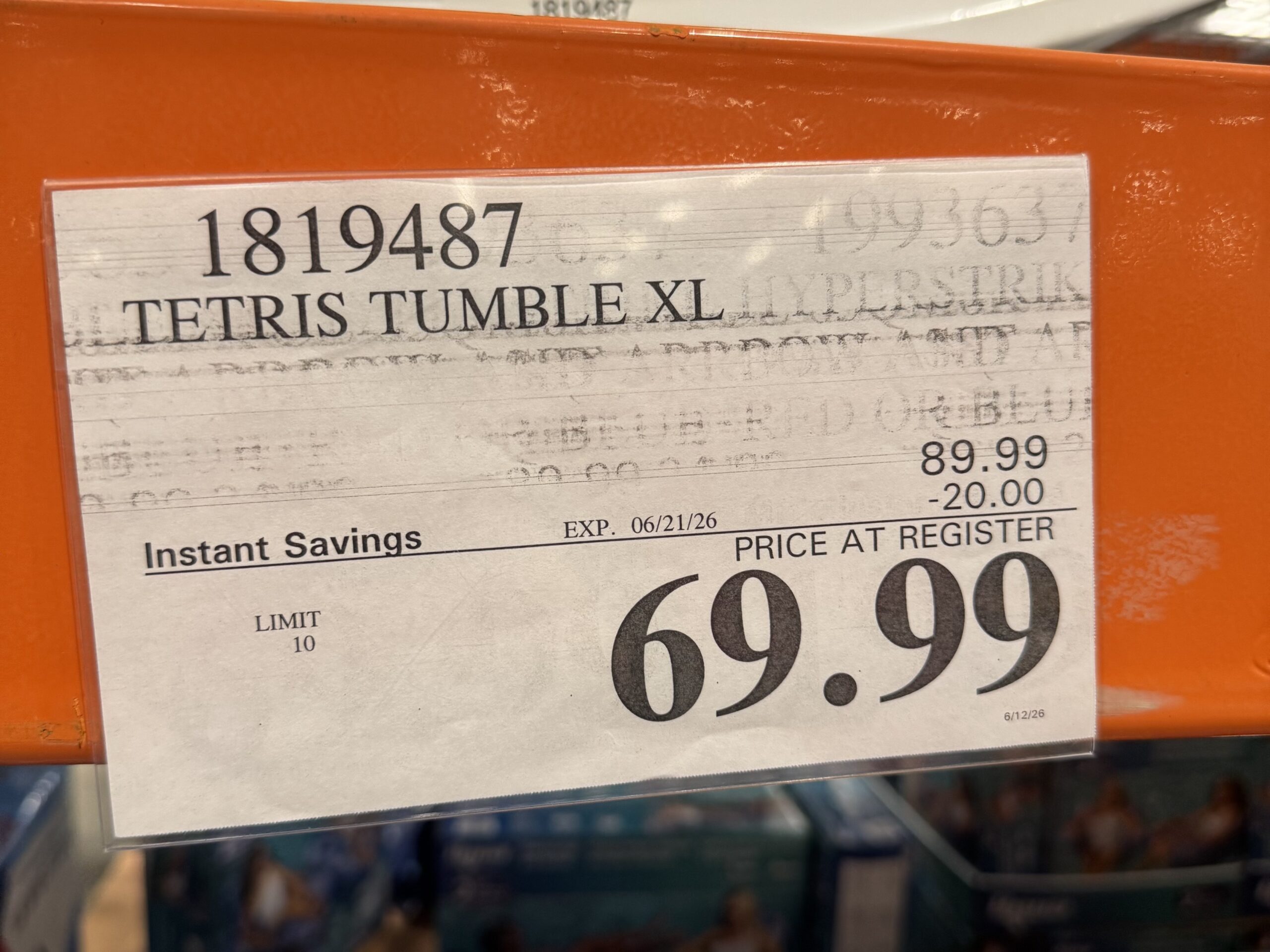 TETRIS TUMBLE XL - price tag