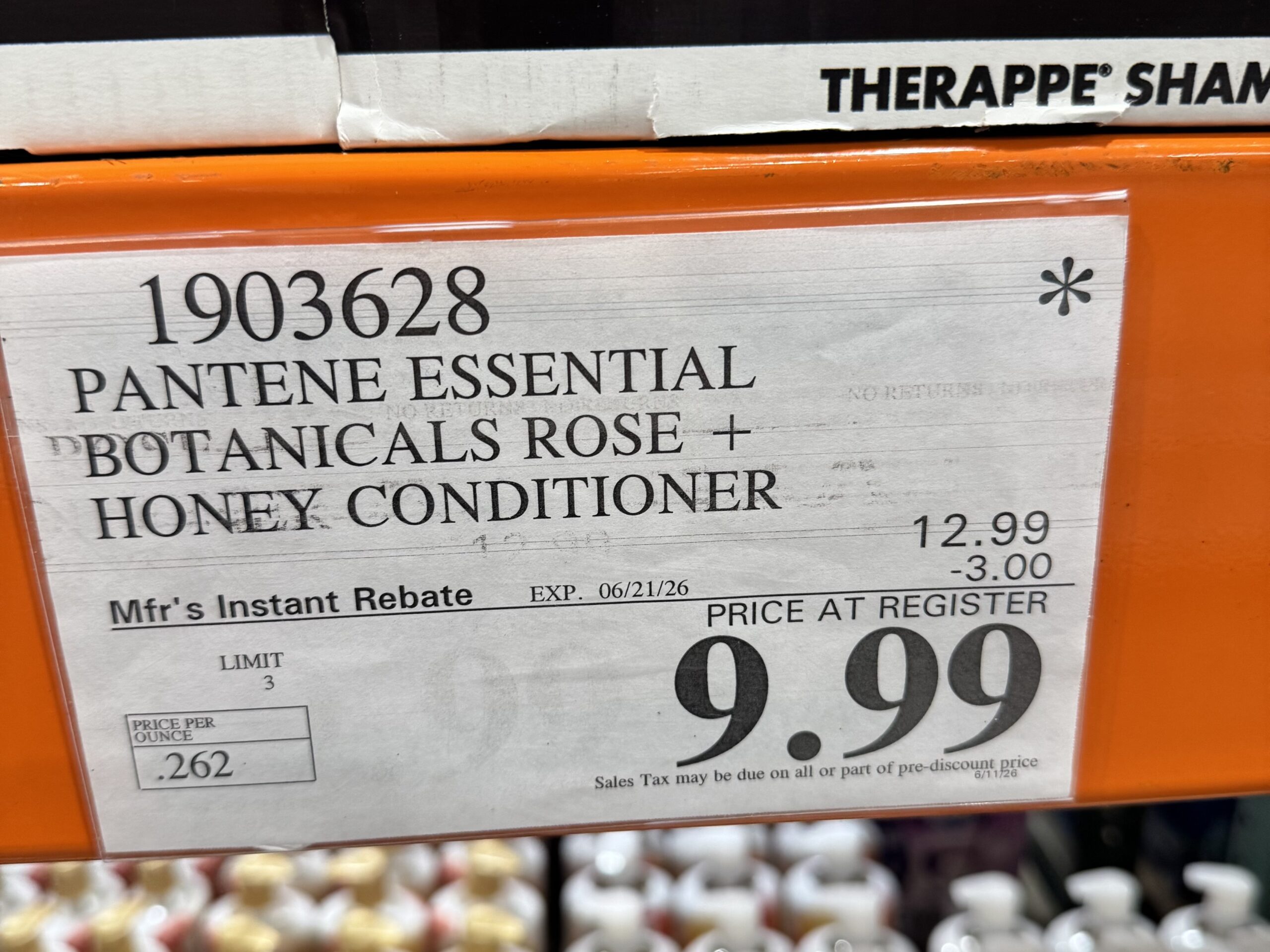 Pantene Essential Botanicals Rose & Honey Conditioner - price tag
