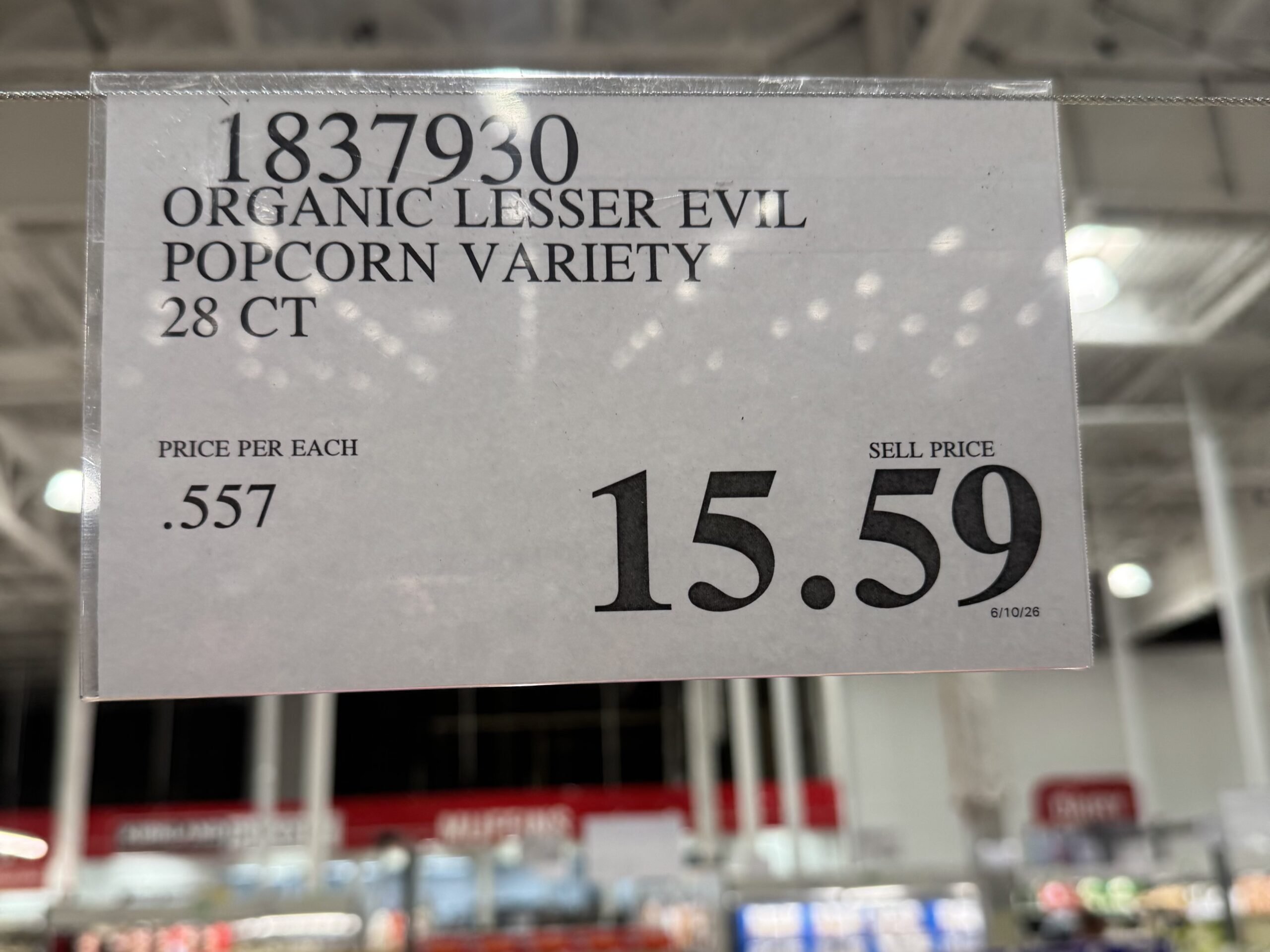 Lesser Evil Popcorn Variety - price tag