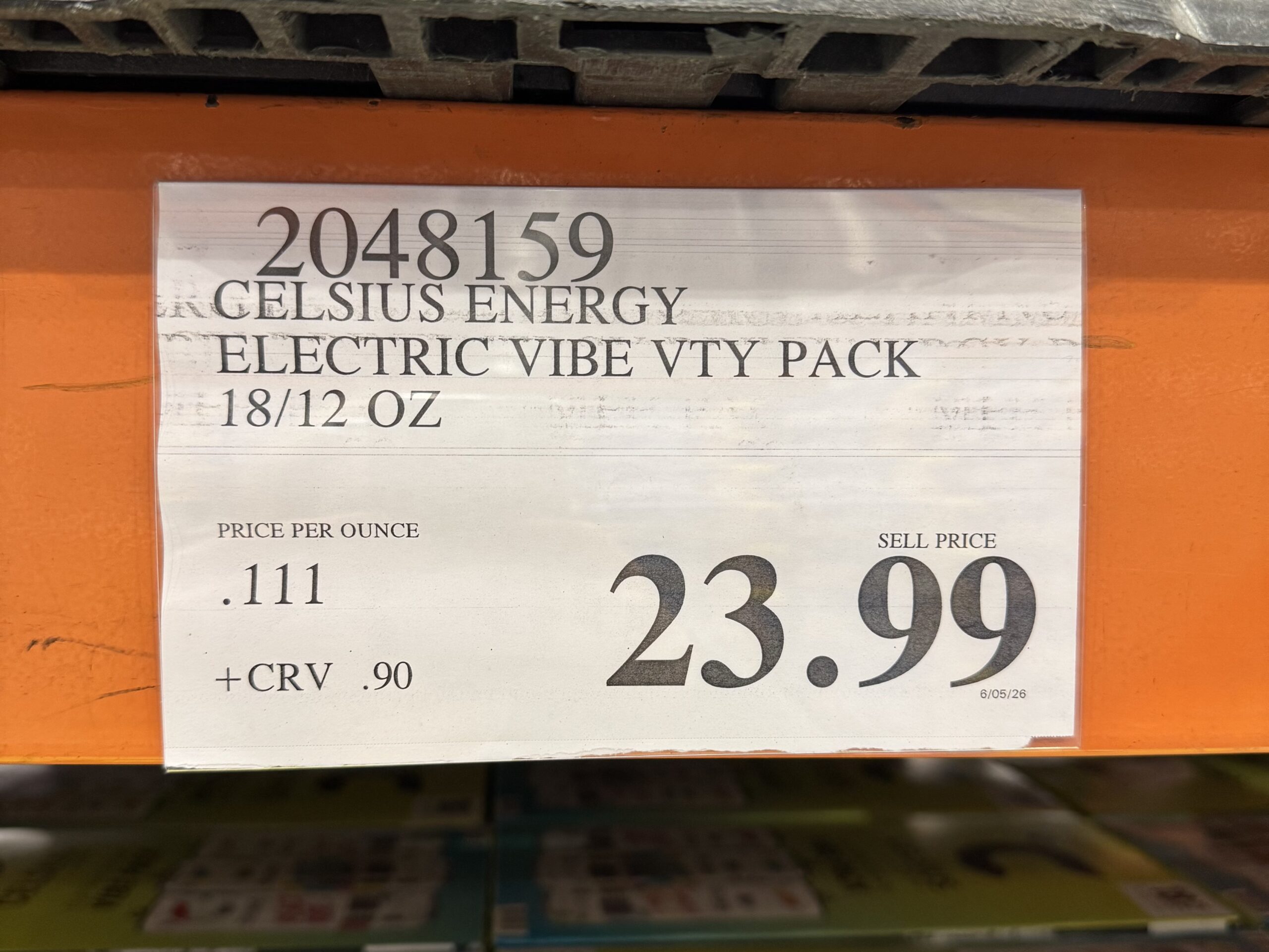 Celsius Electric Escape Vibe Pack - price tag