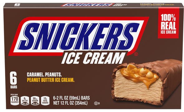 SNICKERS Peanut Butter Ice Cream Bars - 6 ct