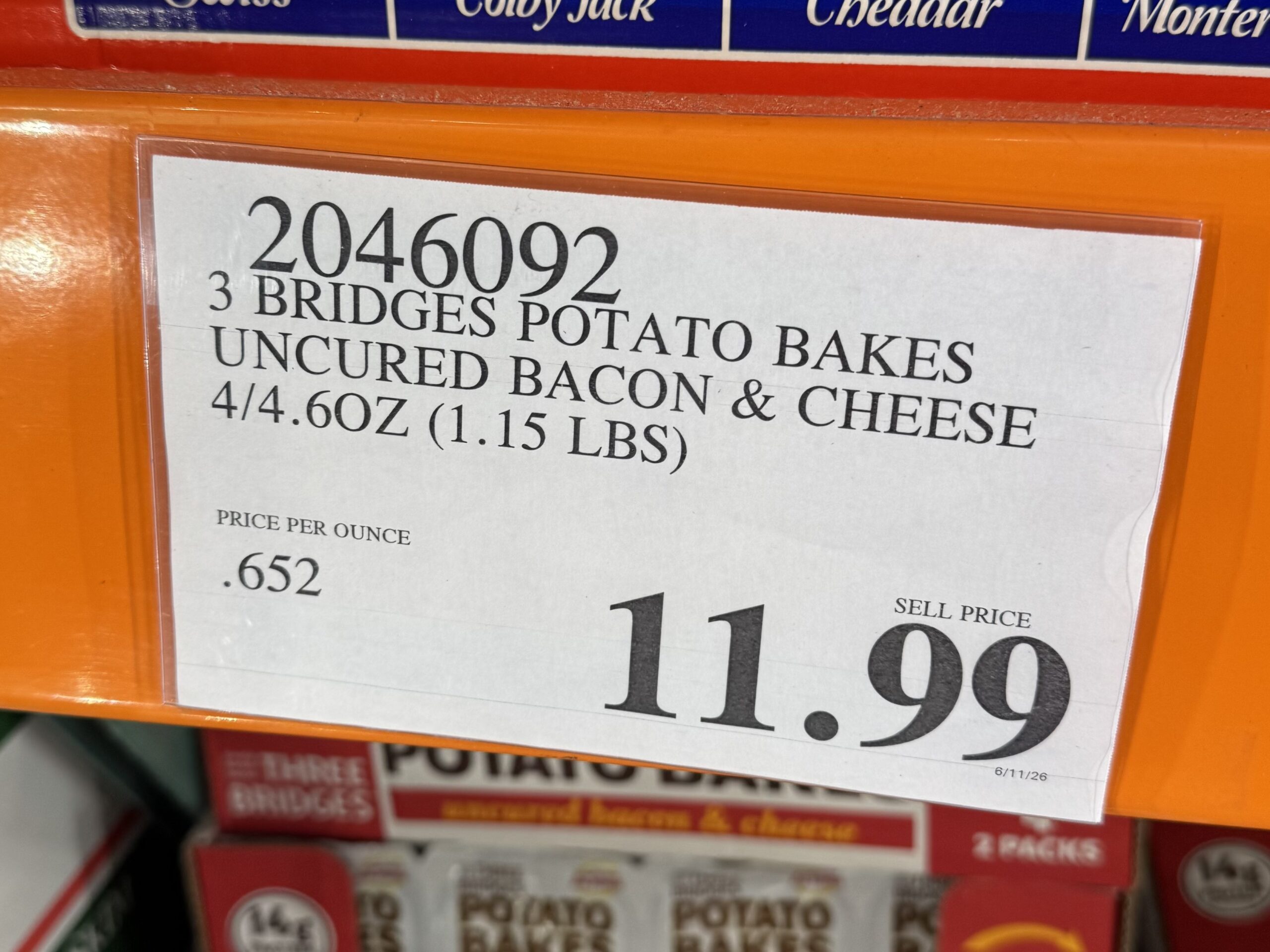 Three Bridges Potato Bakes - price tag