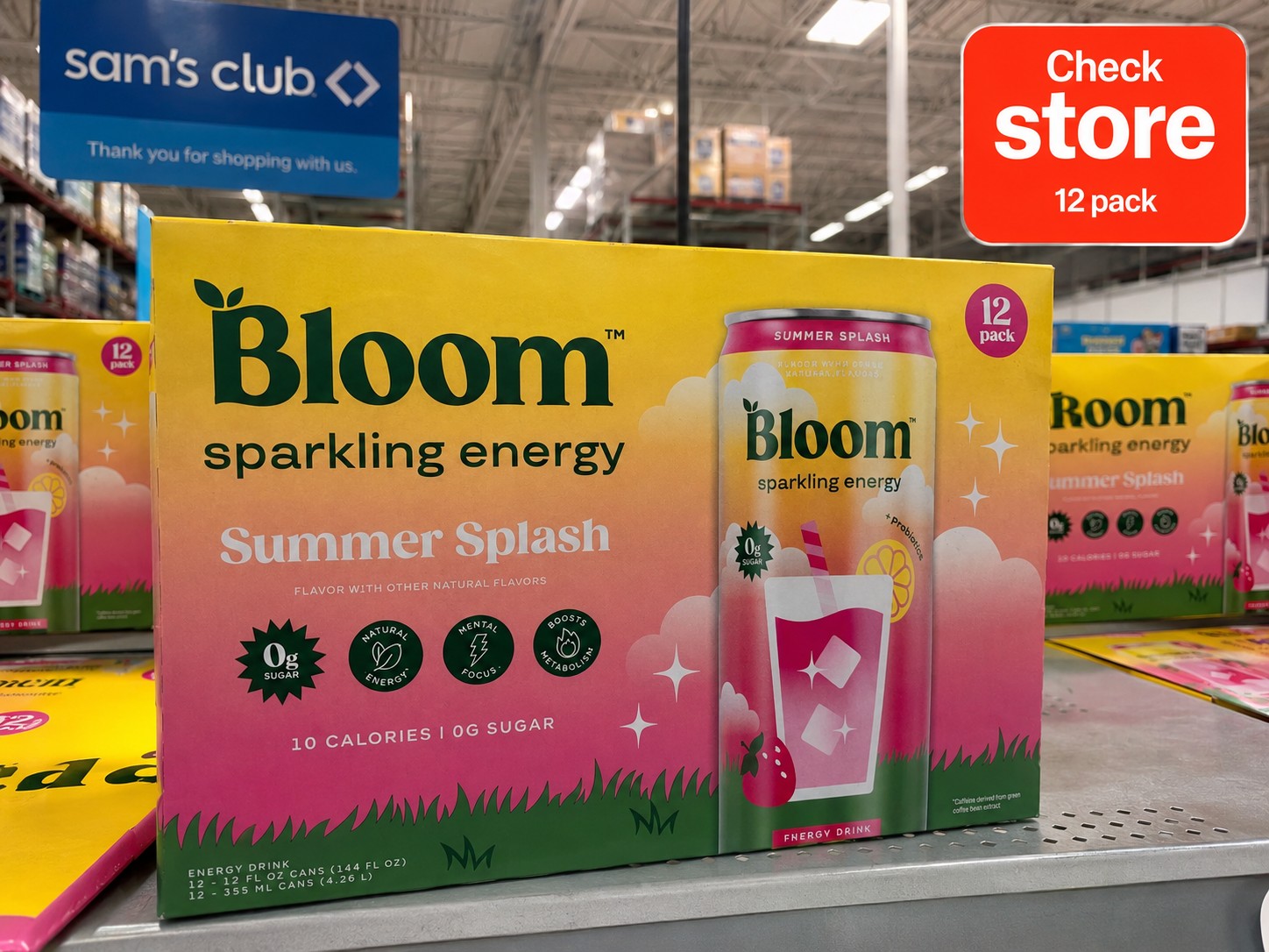 Bloom sparkling energy Summer Splash 12 pack