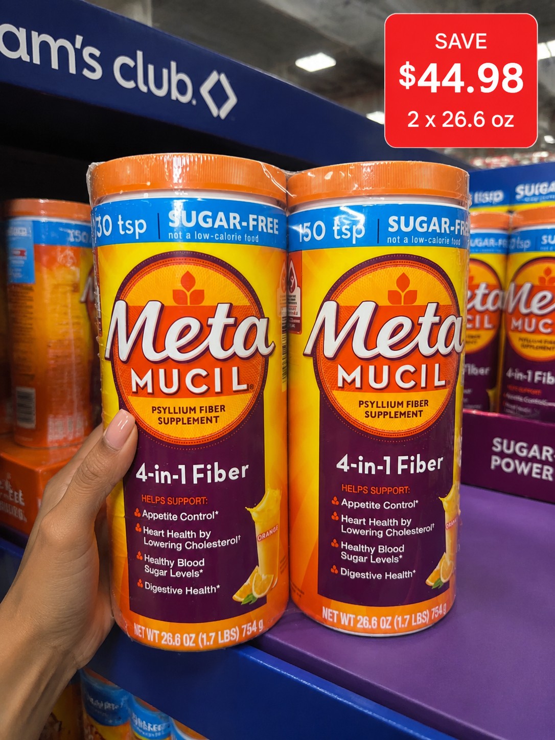 Meta Mucil Psyllium Fiber Supplement 4-in-1 Fiber Orange