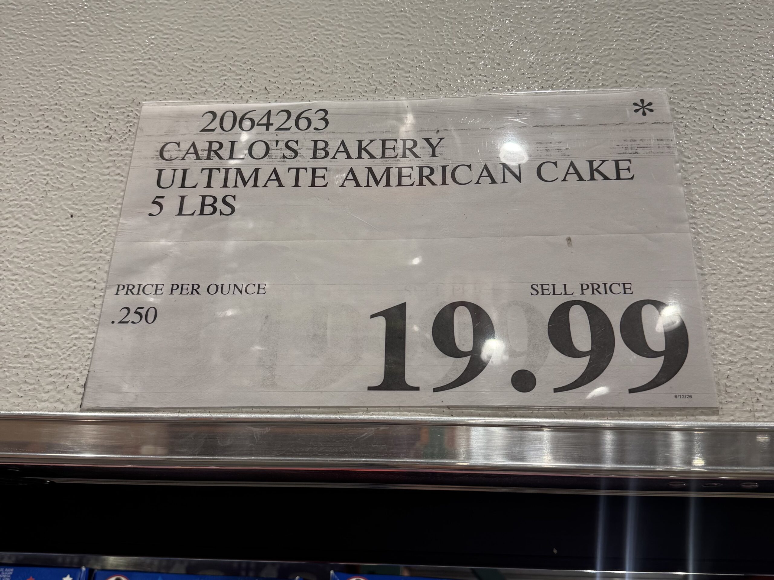 Carlo's Bake Shop Ultimate American Birthday Cake - price tag