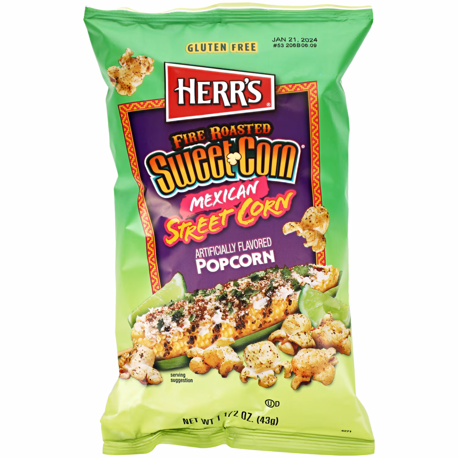 Herr's Fire Roasted Sweet Corn Mexican Street Corn Artificially Flavored Popcorn