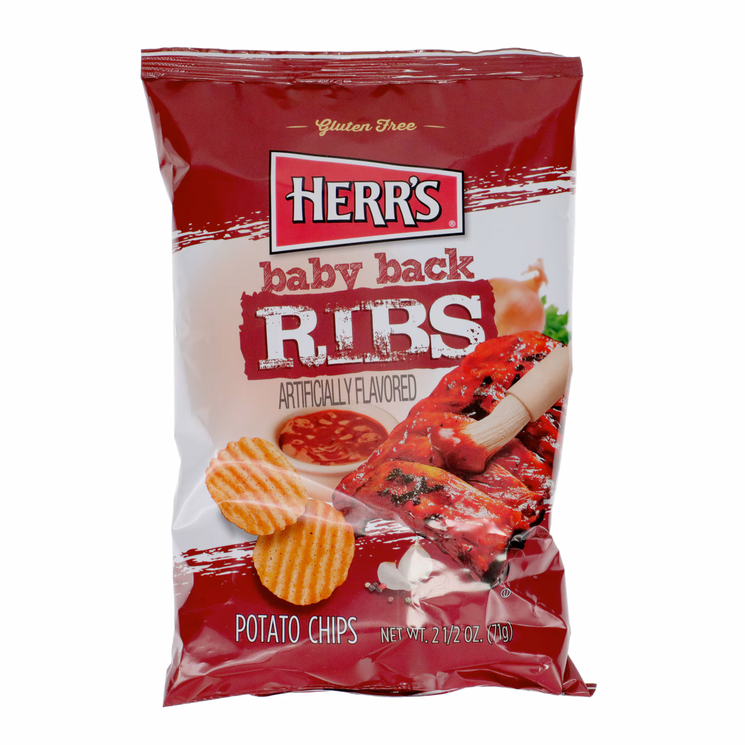 HERR'S baby back RIBS ARTIFICIALLY FLAVORED POTATO CHIPS