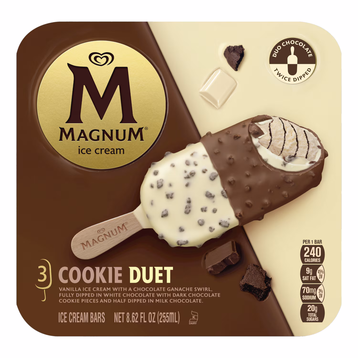 MAGNUM ice cream 3 COOKIE DUET ICE CREAM BARS