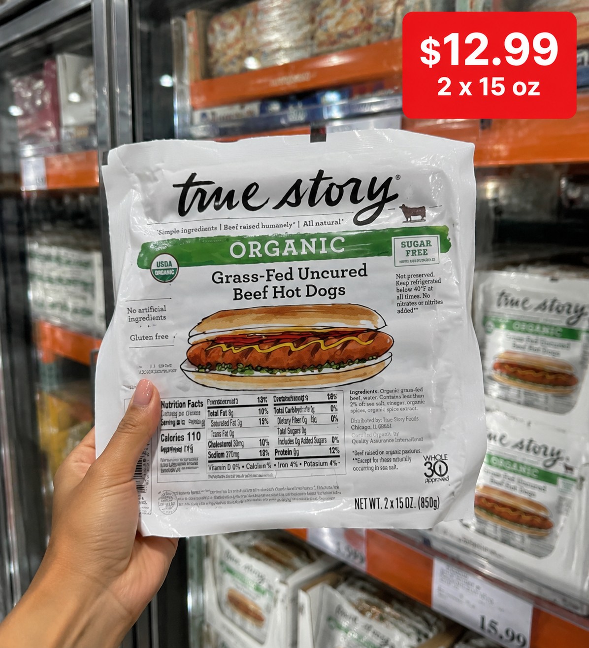 TRUE STORY ORGANIC Grass-Fed Uncured Beef Hot Dogs