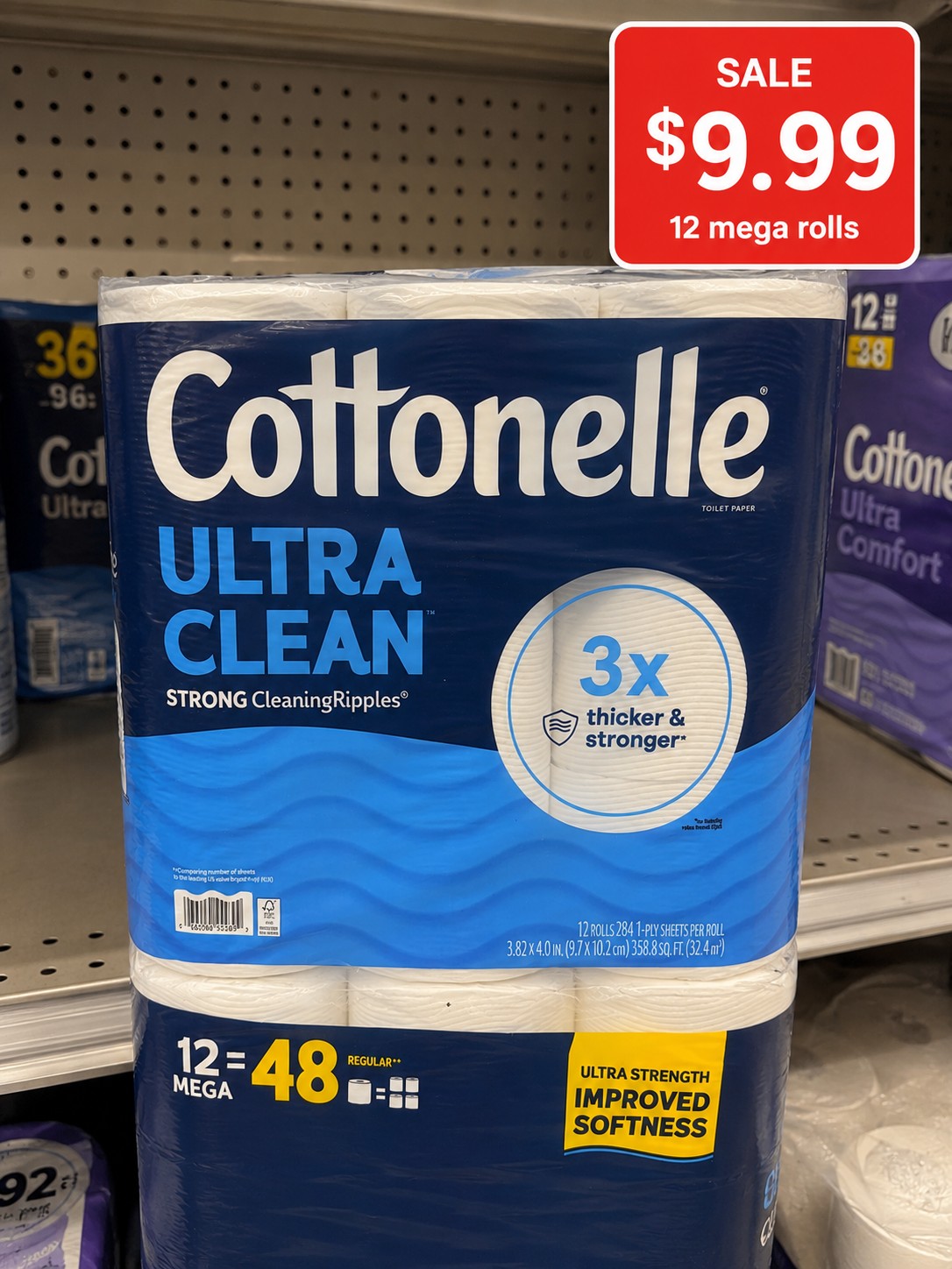 Cottonelle Ultra Clean Toilet Paper 12=48 Mega Rolls