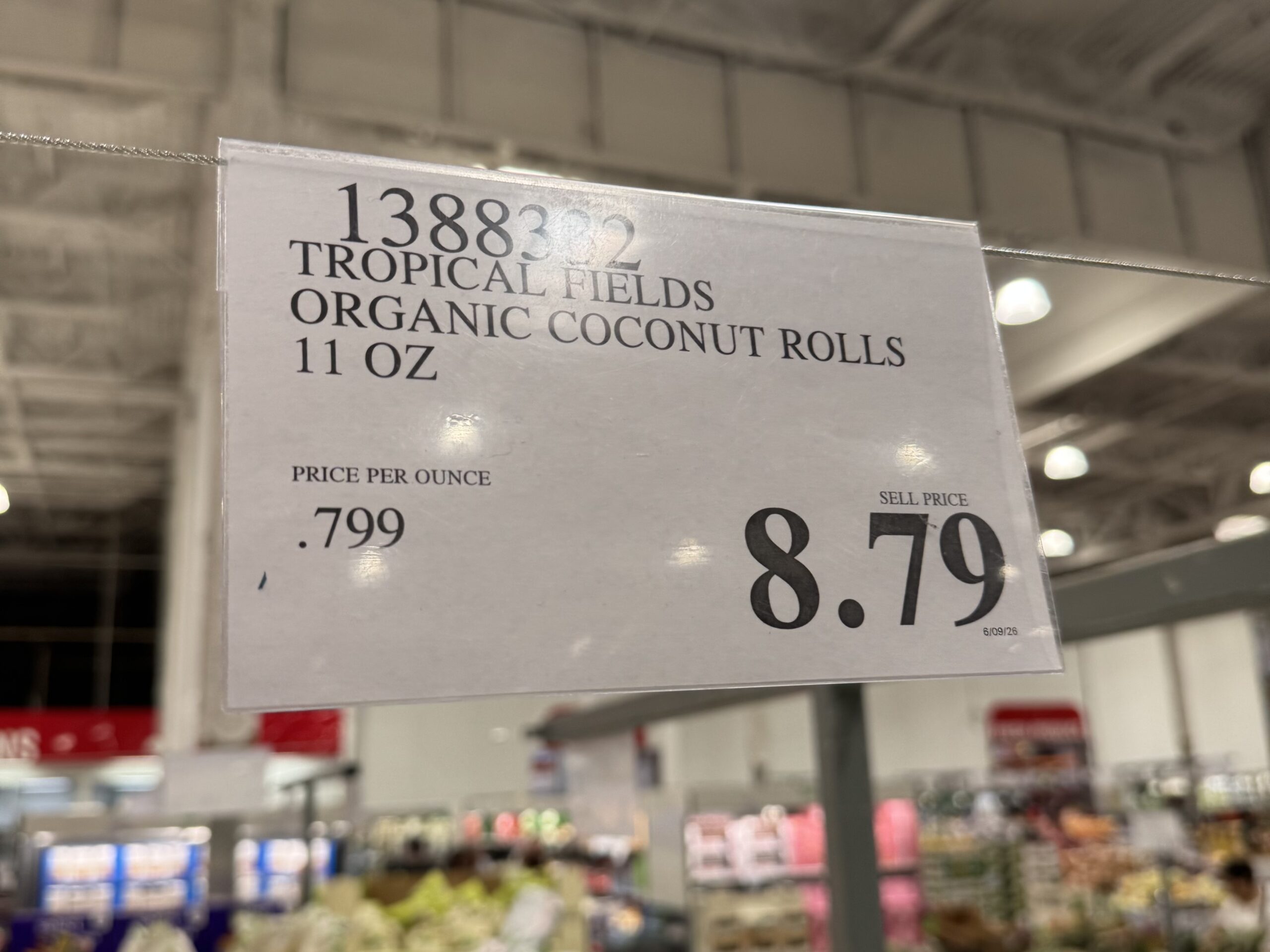 Tropical Fields Organic Crispy Coconut Rolls - price tag
