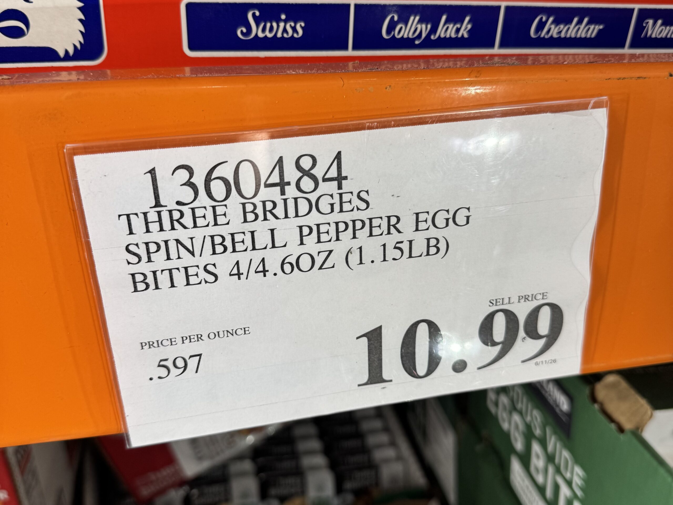 Three Bridges Spinach & Bell Pepper Egg Bites - price tag