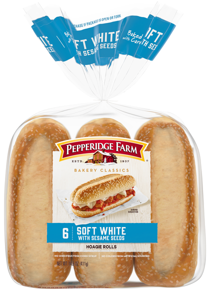 Pepperidge Farm Classics Soft White Sesame Seeds Hoagie Rolls - 6 ct