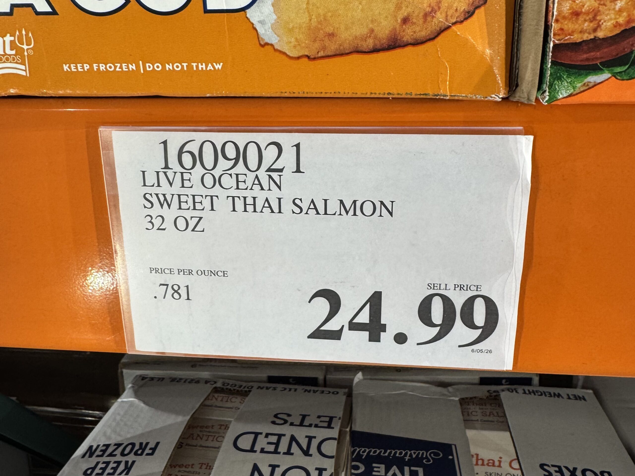 Live Ocean Sweet Thai Chili Atlantic Salmon - price tag