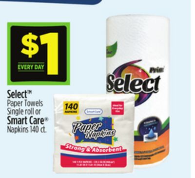 Select™ Paper Towels Single roll or Smart Care® Napkins
