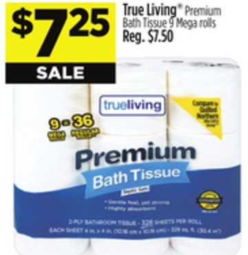 True Living® Premium Bath Tissue 9 Mega rolls