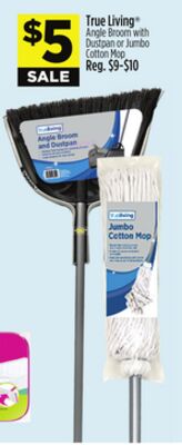 True Living™ Angle Broom with Dustpan or Jumbo Cotton Mop