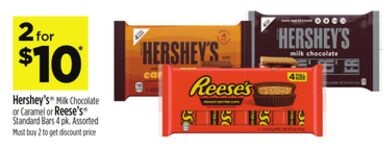 Hershey's® Milk Chocolate or Caramel or Reese's® Standard Bars 4 pk.