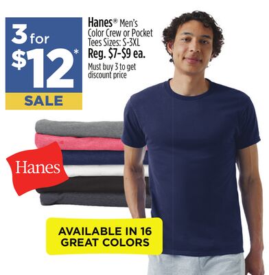 Hanes® Men's Color Crew or Pocket