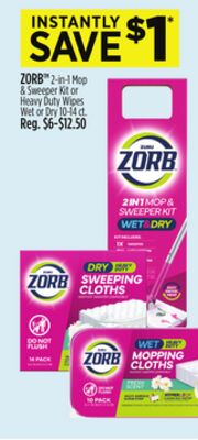 ZORB® 2-in 1 Mop & Sweeper Kit or Heavy Duty Wipes