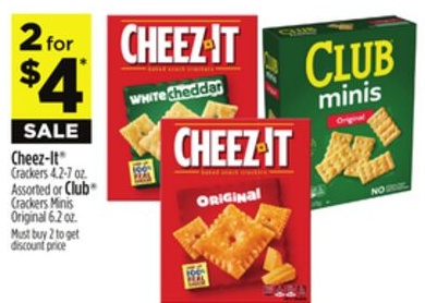 Cheez-It® Crackers 4-2.7 oz. Assorted or Club™ Crackers Minis Original 6.2 oz.