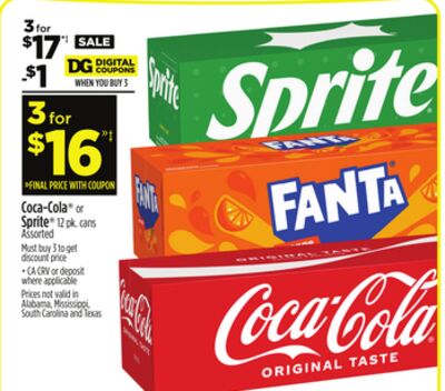 Coca-Cola® or Sprite® or Fanta®