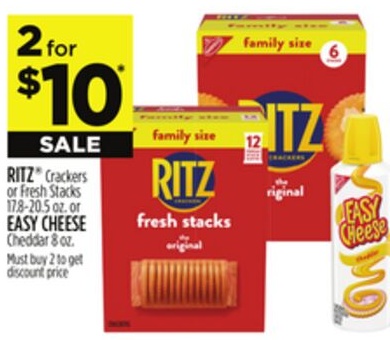 RITZ® Crackers or Fresh Stacks or EASY CHEESE