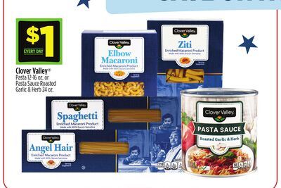 Clover Valley® Pasta 17-16 oz. or Pasta Sauce Roasted Garlic & Herb 24 oz.