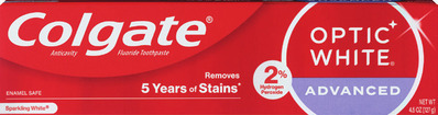 Colgate Optic White Pro Series, Advanced, Sensitive 3-6 oz, Total 5.1 oz 2 pk. or value pk. paste.