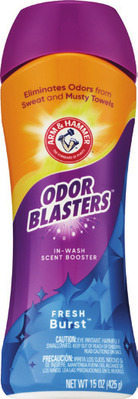Arm & Hammer detergent 27.5-28 oz, scent booster 15 oz, power paks 14 ct., OXI Clean pre-treat spray 21.5 oz or gel 6.2 oz.
