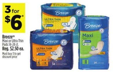 Breeze Maxi or Ultra Thin Pads