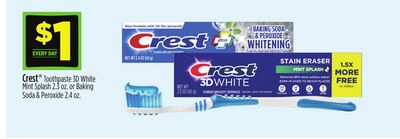 Crest Toothpaste 3D White Mint Splash 2.5 oz or Baking Soda & Peroxide 2.4 oz
