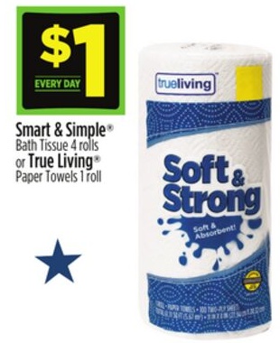 Smart & Simple® Bath Tissue 4 rolls or True Living® Paper Towels 1 Roll